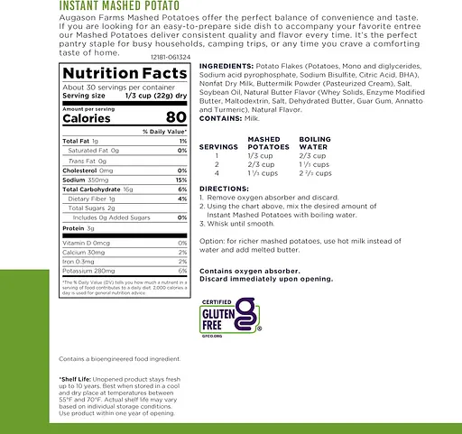 Картофельное пюре с длительным сроком хранения 10 лет Augason Farms, 30 порций (101213) - фото 4