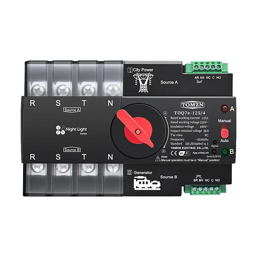 Автоматический переключатель (АВР) под DIN-рейку с Wi-Fi TOMZN TOQ7e-125/4P 125A 4 полюси (51-00121)