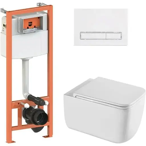 Набір Q-tap Nest 4 в 1 підвісний унітаз Gemini Ultra Quiet 530х365х373 + комплект інсталяції QT2533076EUQW46159 - фото 1