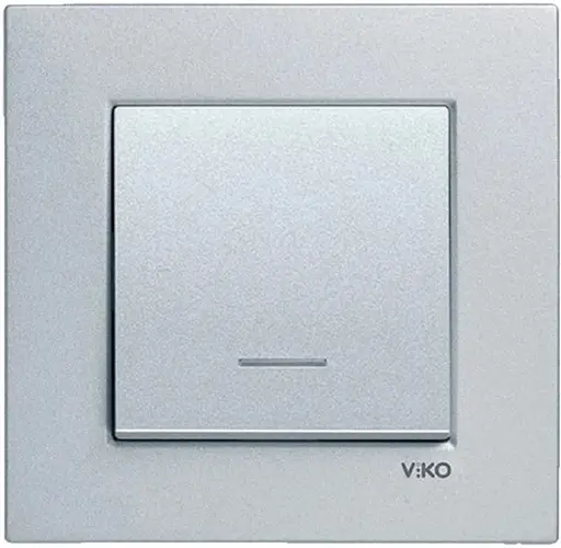 Вимикач одноклавішний з підсвіткою VIKO Novella Срібло (93000019)