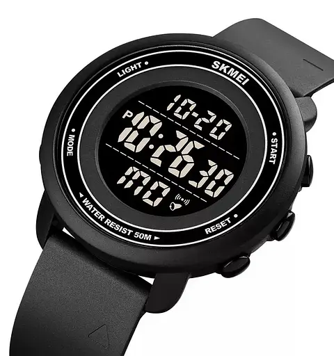 Спортивний чоловічий годинник Skmei 1736 (Чорний з чорним циферблатом) - фото 2