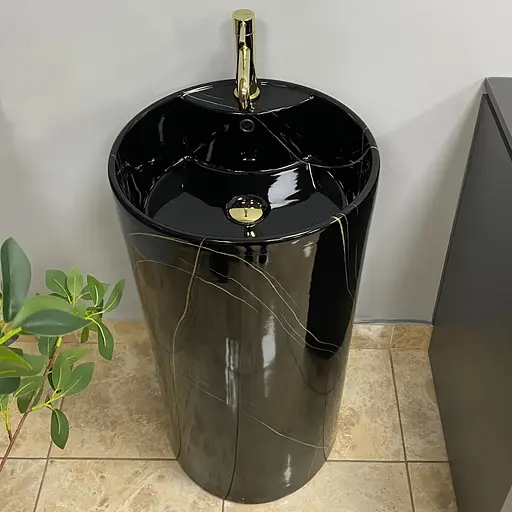 Умивальник підлоговий VBI Bolonia M black marble VBI-019026, Чорний матовий - фото 1