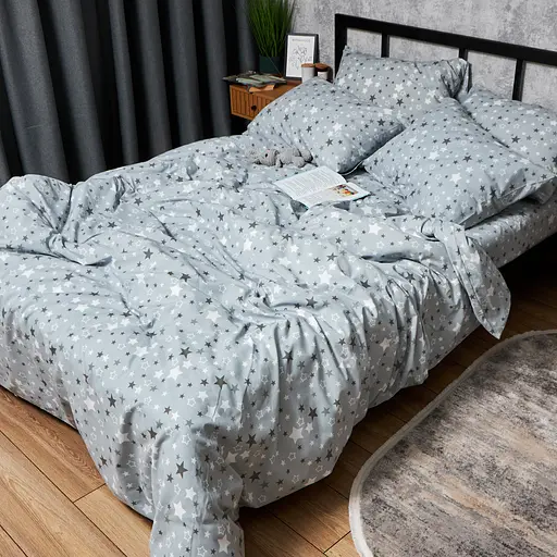 Пододеяльник Moon&Star Бязь Gold Люкс Silver Stars Двуспальный 175x210 см - фото 4