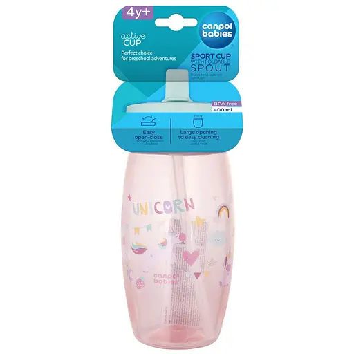 Бидончик Canpol babies со сложным носиком 400 мл единороги розовая (56/618_pin) - фото 5