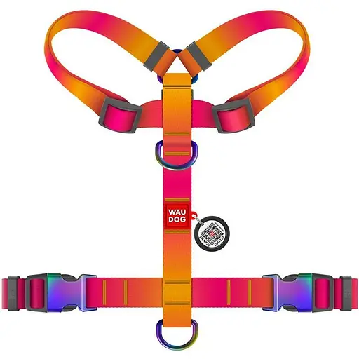 Шлея для собак Waudog анатомічна H-подібна Nylon з QR-паспортом L, Ш 25 мм, А 50-90, В 65-95 помаранчевий - фото 3