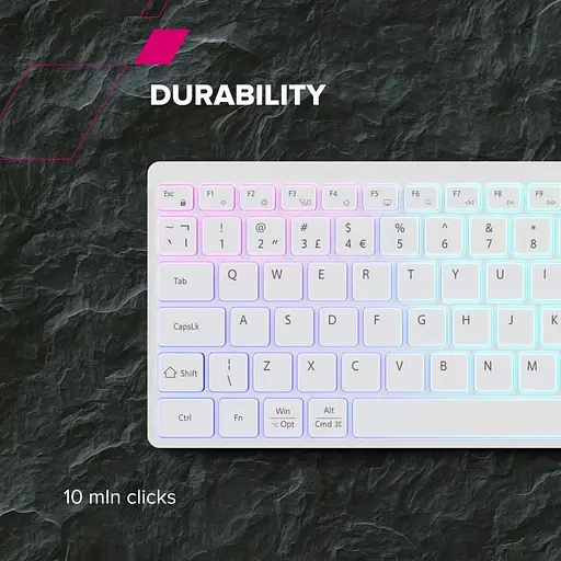 Клавіатура Canyon HKB-W11 UK/US RGB Dual Mode Wireless White (CNS-HBTK11W) - фото 7