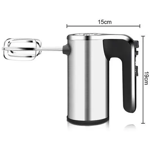 Кухонный ручной миксер Bitek BT-5526 с насадками для замешивания теста 5 скоростей 1200 Вт Черный с серым - фото 3