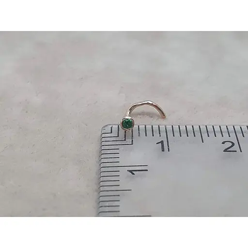 Золотая серьга-пирсинг в нос Dear с фианитом.1024.1 Зеленый - фото 4