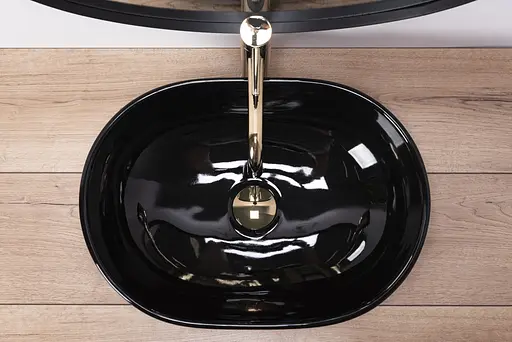 Умивальник Rea Amelia black накладний чорний глянець REA-U7411, Чорний - фото 4