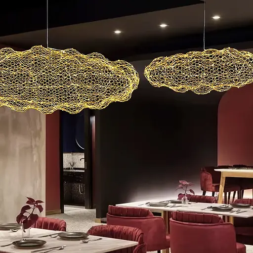 Декоративная люстра-облачка LED CLOUD в золотом корпусе 120х65 см Ст. MJ 83-1200 GD Line F - фото 1