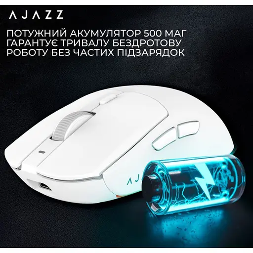 Игровая мышь Ajazz AJ-139W MC V2 Wireless/Bluetooth/USB ESports Gaming 12000dpi 35G White - фото 11