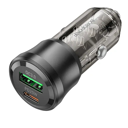 Автомобильное зарядное устройство BOROFONE BZ25 Journey PD38W(1C1A) car charger черный - фото 1