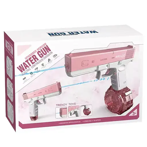Водяний акумуляторний пістолет Glock Water Gun (250ml) with lithium battery Pink - фото 6