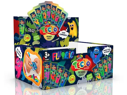 Набор творчества Тесто для лепки Fluoric, 10 цветов, укр/рус, Danko Toys