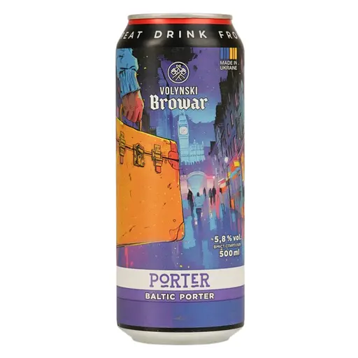 Пиво Volynski Browar Porter темное нефильтрованное 5.8% 0.5 л ж/б - фото 1