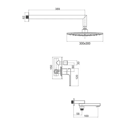 Душевая система скрытого монтажа Gappo G7117-6, излив - переключатель на лейку, 3-функции, Черный матовый - фото 10