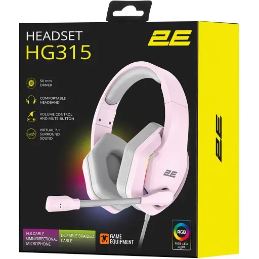 Наушники с микрофоном 2E GAMING HG315 RGB USB 7.1 Pink (2E-HG315PK-7.1) - фото 9