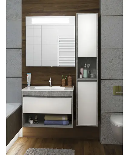 Тумба Мойдодир Oslo 70 Loft з умивальником Cosmo 70 бетон/Білий Сірий - фото 6