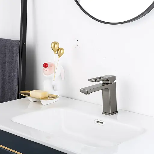 Змішувач для умивальника Gappo G1017-9 збройова сталь Графітовий хром - фото 2