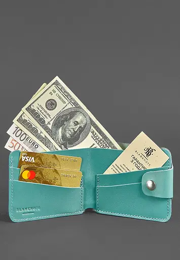 Женское кожаное портмоне 4.3 бирюзовое - фото 3