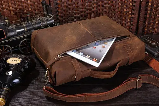 Чоловічий шкіряний портфель John McDee 40.5х10х32 см sum0026052 - фото 6