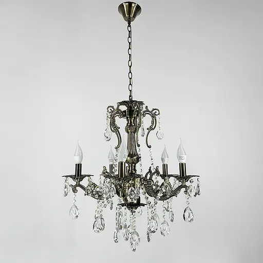 Підвісна кришталева люстра Crystal Life у бронзовому корпусі на 5 ламп Line.F 11549/5 - фото 6