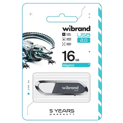 Флеш-накопичувач Wibrand USB 2.0 Aligator 16Gb Сірий - фото 2