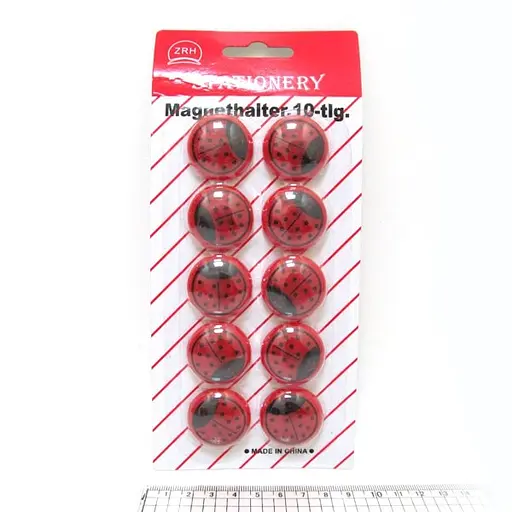 Магніт для магнітної дошки Божа корівка, 3 см, 10 шт., блістер