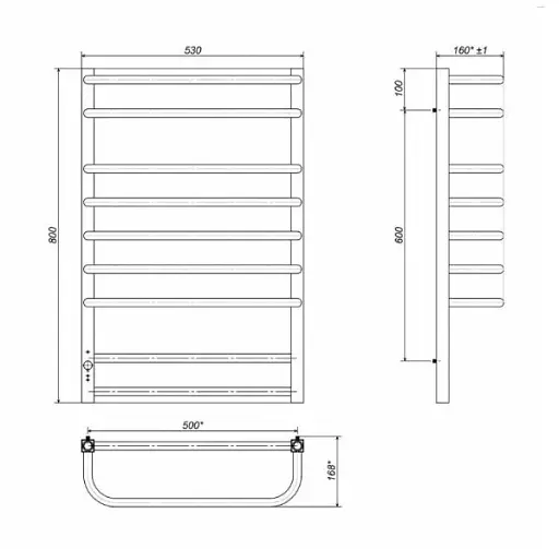 Рушникосушка водяна Deffi Lux П9 500x800 мм нижнє підключення 30412 - фото 2