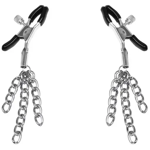 Зажимы для сосков с кисточками Feral Feelings - Nipple clamps Tassels, серебро/черный