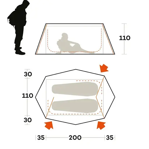 Намет двомісний Ferrino Den 2 Blue (91218QOB) - фото 2