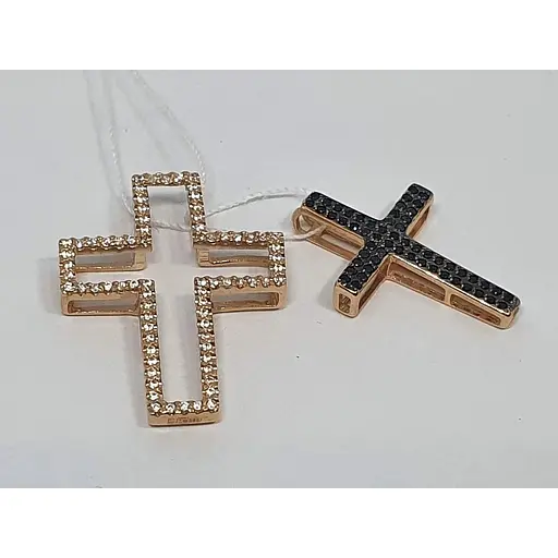 Золотий хрестик Родинні коштовності 2 в 1 з фіанітами. 141071_1 черн - фото 3