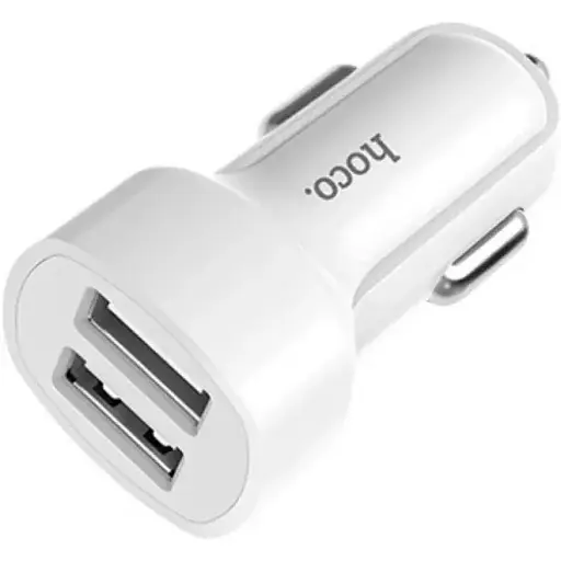Автомобільний зарядний пристрій Hoco Z2A two-port car charger 2USB 2.4A Білий - фото 1