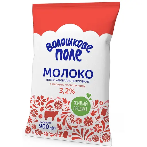 Молоко ультрапастеризоване Волошкове поле 3.2% 900 г