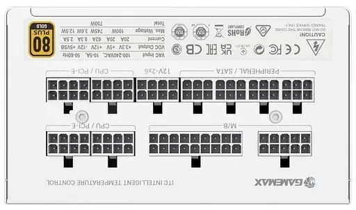 Блок живлення GameMax GX-750 PRO 750W ATX 3.1 80+ Gold White (GX-750 PRO WH(ATX3.1PCIe5.1)) - фото 6