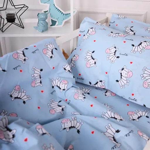 Наволочка MirSon Бязь Kids Time 20-0037 Cute blue zebra 50х70 см блакитна (2200009639623) - фото 4