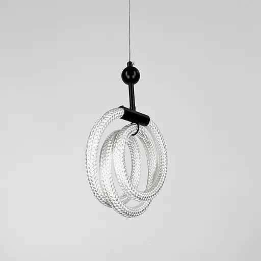 Чорний підвіс із трьома завитками обплетеного неону 33 Вт | Арт. MJ 201-400 BK | Line F - фото 4