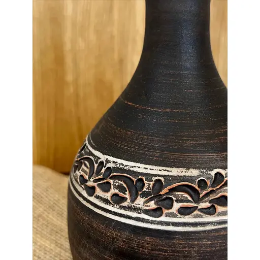 Пляшка 1 літр керамічна (глиняна) різьблена без ручки - фото 7