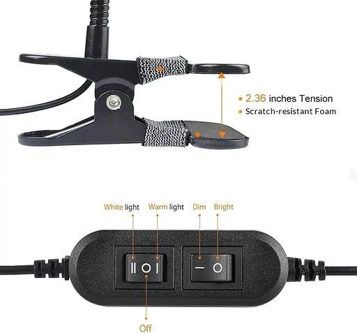 Настільна гнучка лампа LED Clip Desk Lamp LEPOWE - фото 2