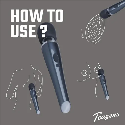 Вібромасажер Teazers Lightning Wand, 32 см (чорний) - фото 9