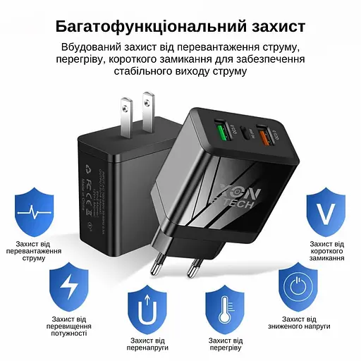 Зарядное устройство XON PowerCharge 45W (PD25) USB Type-C  (PCWA045025A2С1W 6082) Белый - фото 6