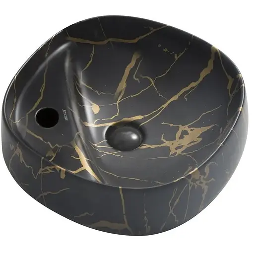 Умивальник накладний Mixxus Premium Wave-0201 marble 430x430x150 мм з отвором під змішувач MP6536, Мармур - фото 1