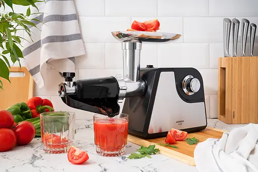 ARDESTO М'ясорубка, 1700Вт, продук.-1.6кг/хв, 2 решітки + для ковб., кеббе, насадка для томатів, пластик+метал, чорно-сріблястий - фото 4