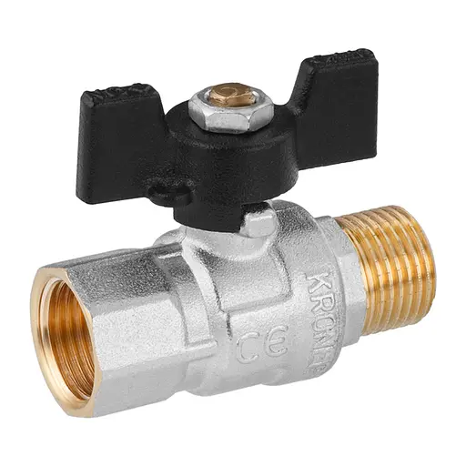 Кран кульовий Kroner 1/2" ВЗ PN40 метелик, нікельований (CV033207) - фото 2