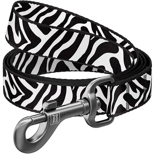 Повідець для собак нейлоновий Waudog Nylon Зебра L-XXL Ш 25 мм Дов 300 см - фото 1