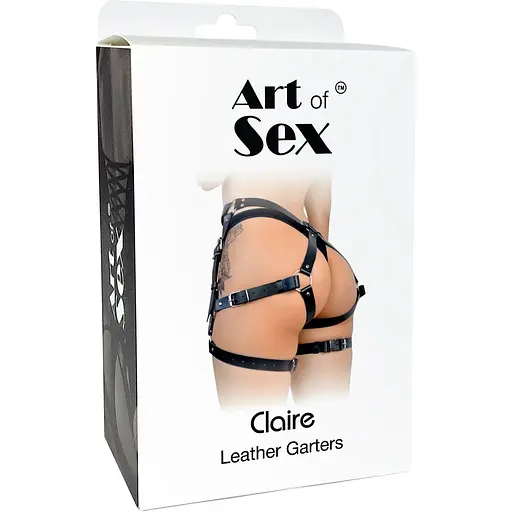 Гартери Art of Sex Claire, натуральна шкіра, розмір XS-М, колір чорний - фото 4