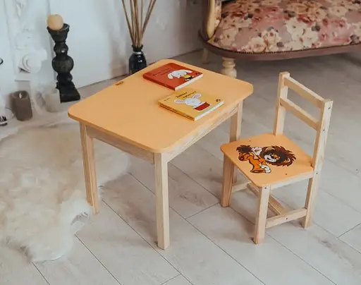 Дитячий письмовий столик та стільчик (з ящиком) для малювання та навчання (Левеня) - фото 5