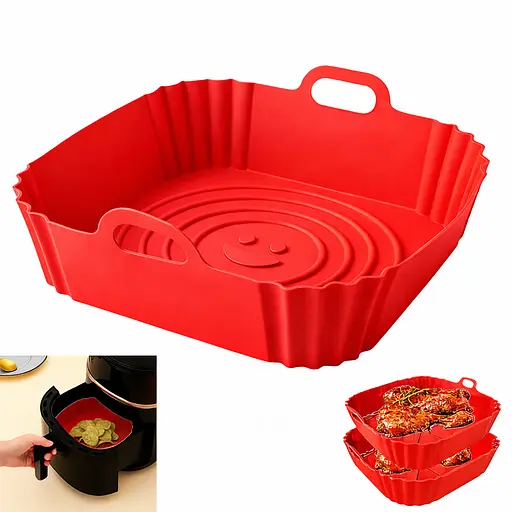 Квадратная силиконовая форма для аэрогриля, духовки и мультипечи 21.5х21.5 см Красный 88174 - фото 2