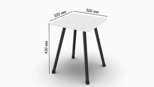 Табурет Ferrum-decor 430x320x320 Черный металл ДСП Белый 16 мм (FRD-104639) - фото 3