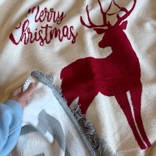 Плед покривало Bridge Merry Christmas двосторонній Євро зимовий 200х220 Бавовна Білий - фото 2